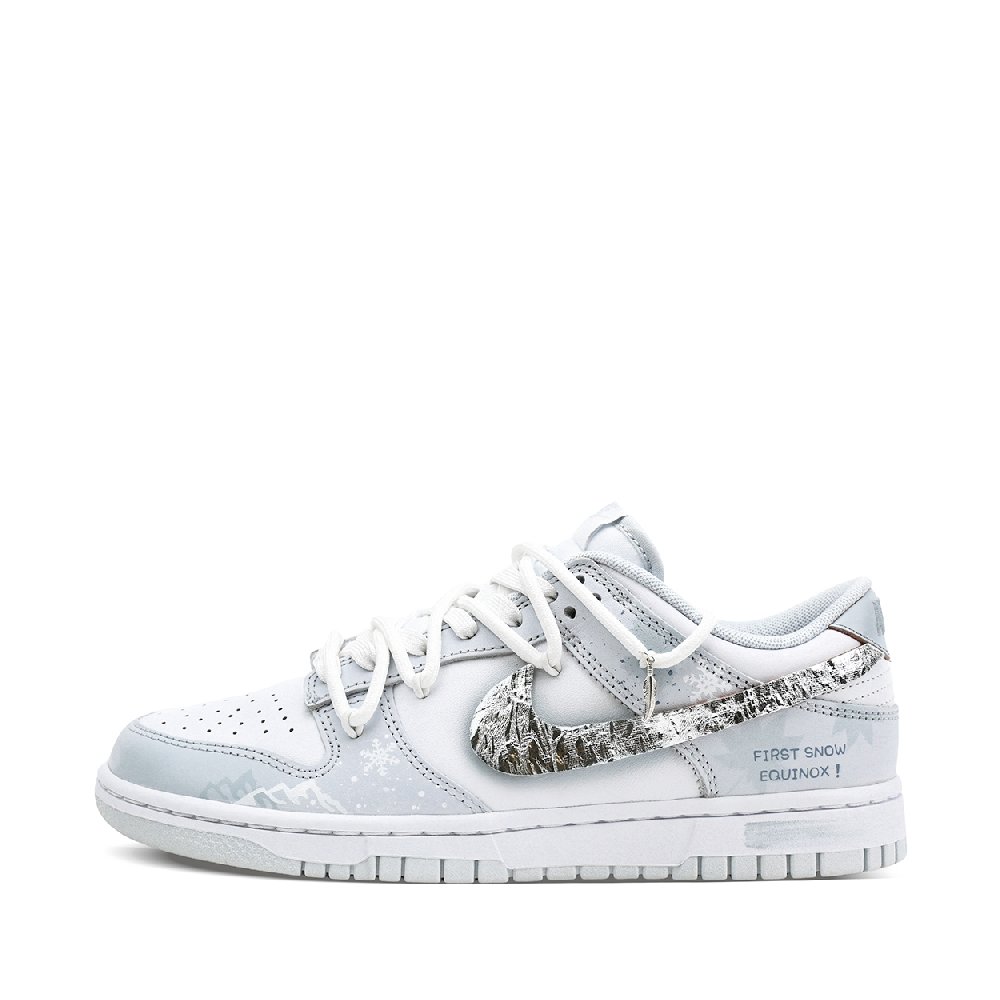 Nike Dunk Low Top Skateboard Shoes Unisex Gray Blue Silver