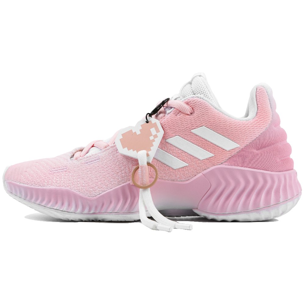 Adidas Pro Bounce 2018 Low Cushioned Slip-Resistant Abrasion-Resistant Low-Top Basketball Shoes Men's Pink