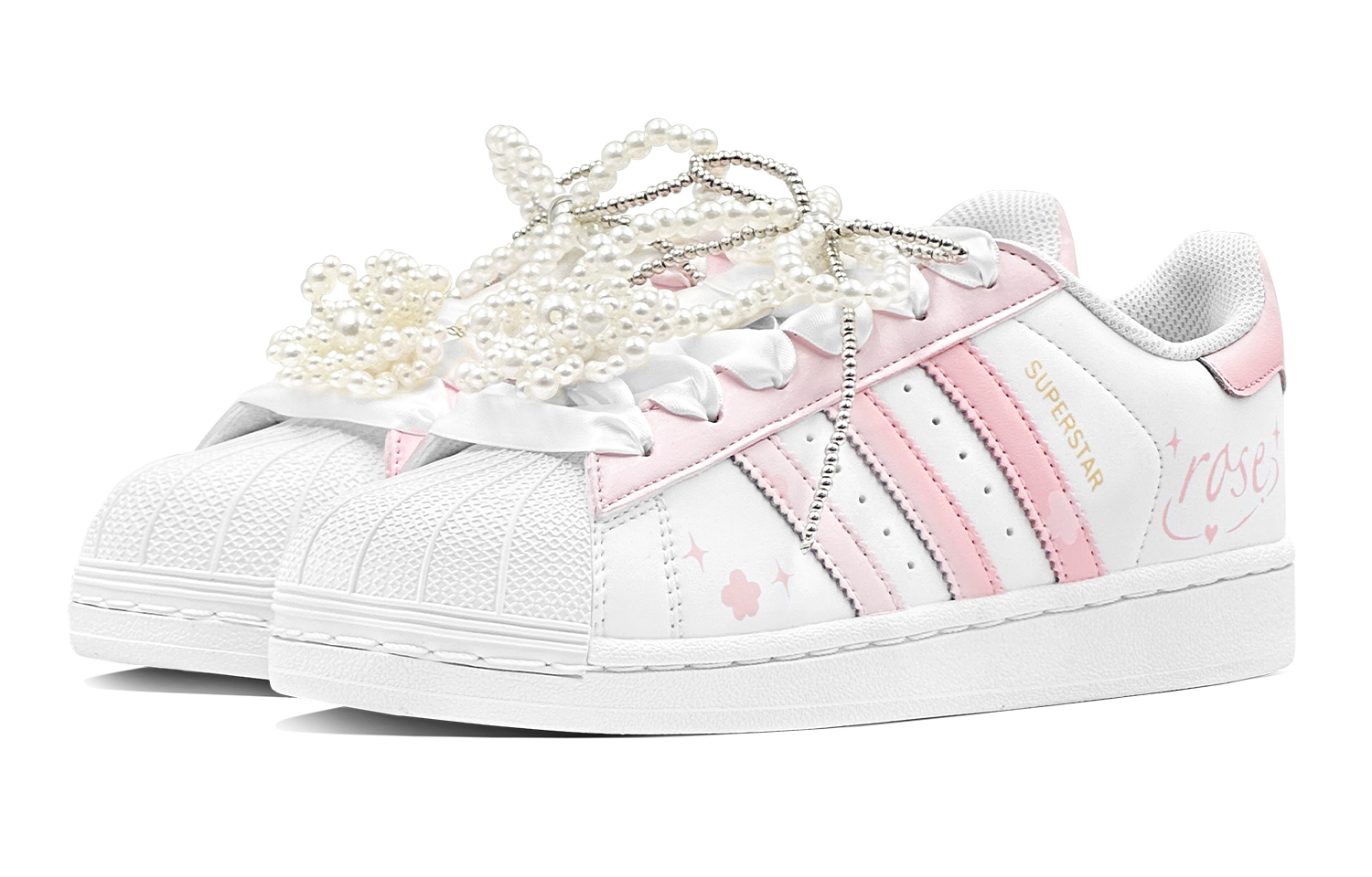 Adidas Originals SUPERSTAR Anti-Slip Wear-Resistant Low-Top Skateboard Shoes Unisex White Pink