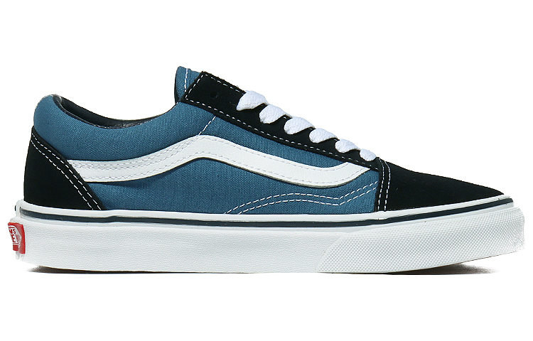 Vans Old Skool Navy Low-Top Skateboard Shoes Unisex Black White Blue