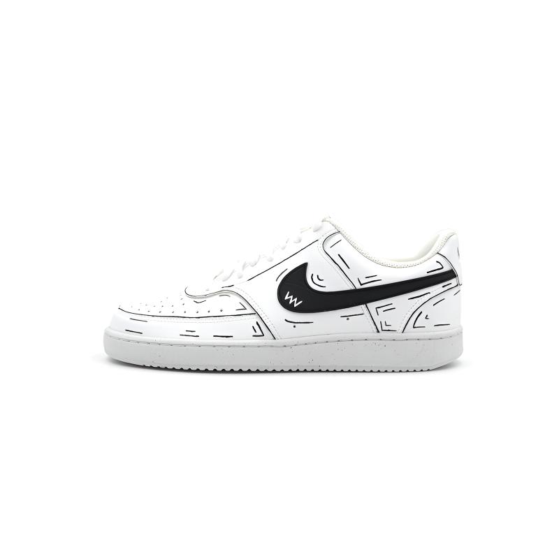 Nike Court Vision 1 Abrasion Resistant Low Top Skateboard Shoes Unisex Black White