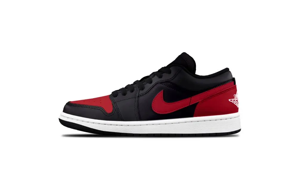 Jordan Air Jordan 1 Banned Cushioning, Wear Resistant Low top Vintage Basketball Shoes Unisex Black Red