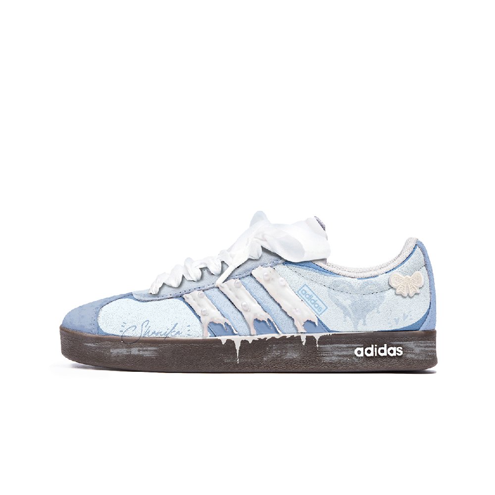 Adidas Neo VL Court 2.0 Heartfelt Solution Shock Absorbers Low Top Skateboard Shoes Unisex Blue Brown