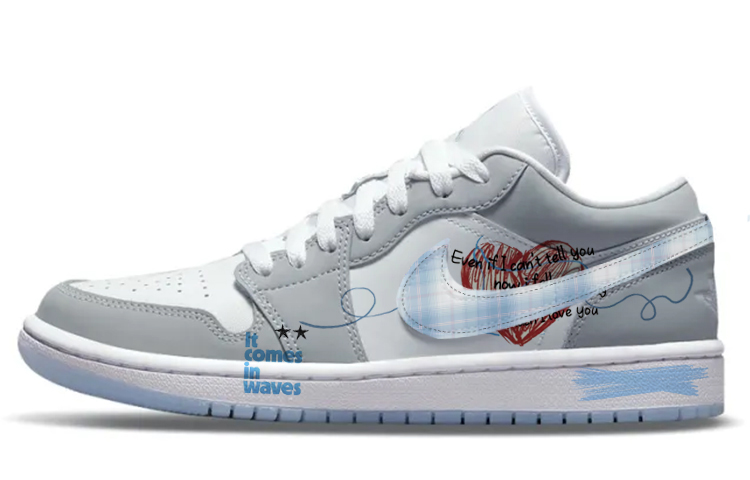 JORDAN Air JORDAN 1 Vintage Basketball Shoes Women's Low Top Gray/White