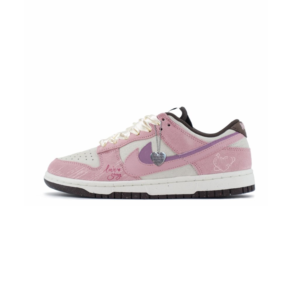 Nike Dunk Anti Slip Wear Resistant Low Top Skateboard Shoes Women's White Pink