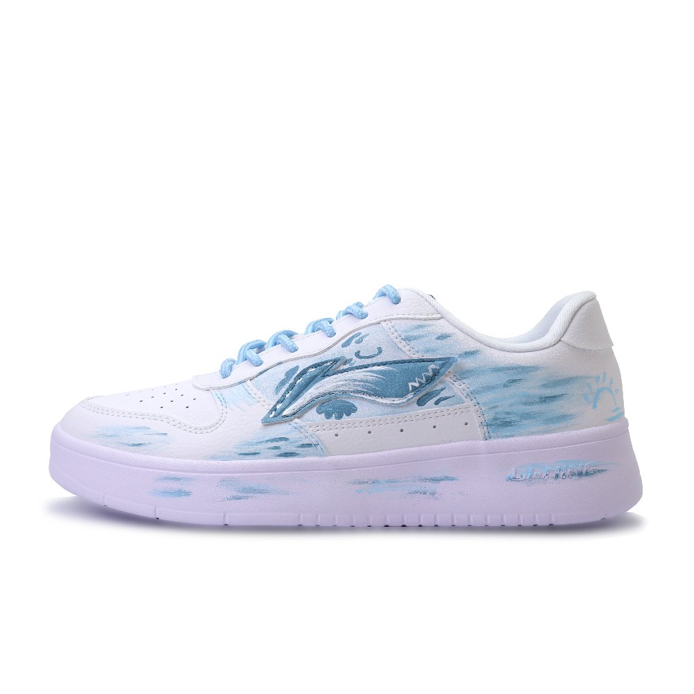 LiNing Pontoon Boats Abrasion Resistant, Lightweight, And Breathable Low Top Skateboard Shoes Unisex Blue White