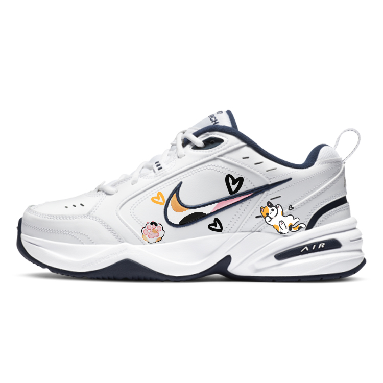 Nike Air Monarch 4 Anti-Slip Wear-Resistant Low-Top Chunky Sneakers Unisex Blue White