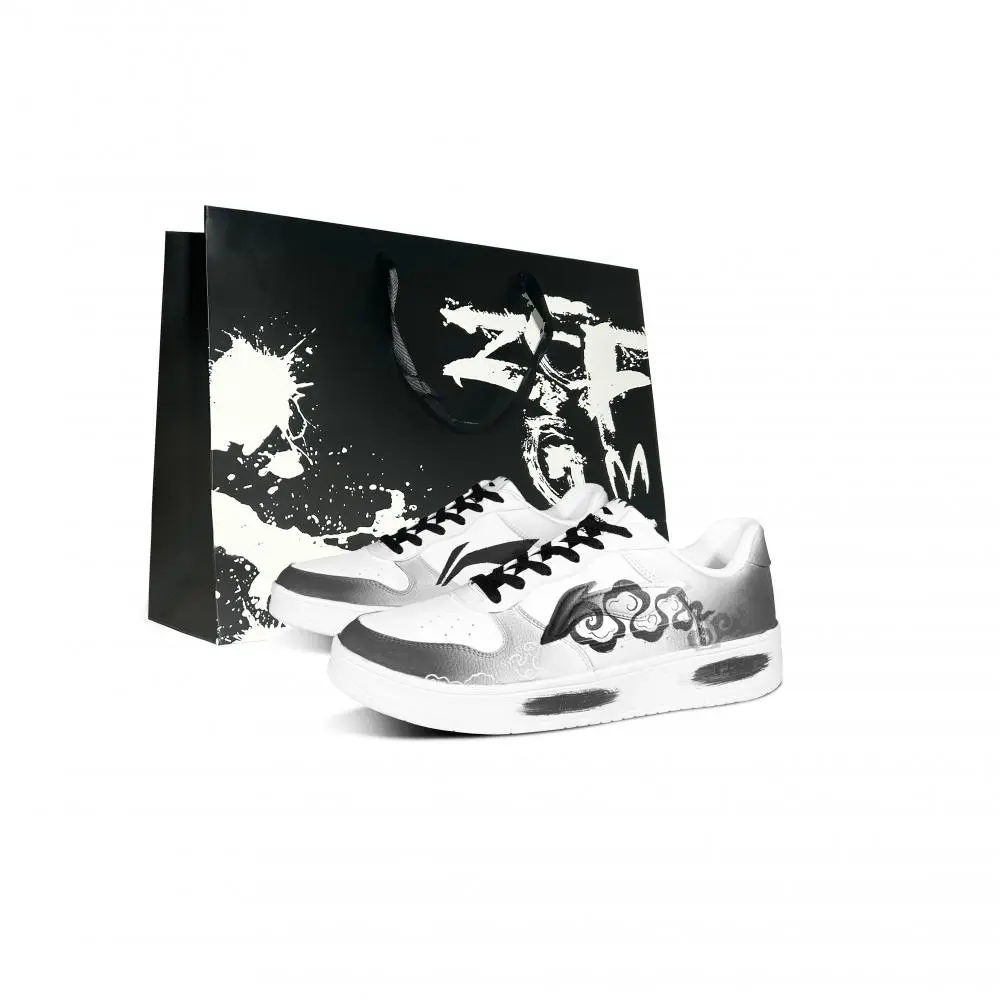 LiNing Pontoon Boats Slip Resistant, Abrasion Resistant, Breathable Low top Skateboard Shoes Men's Black Gray