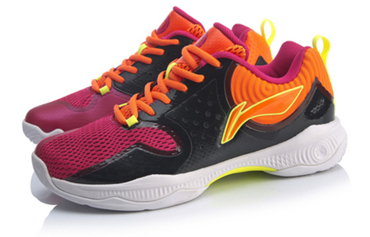 LiNing Battle Halberd TD Rebound Cushioning Breathable Wear-Resistant Low-Top Badminton Shoes Women's Neon Orange