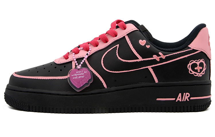 Nike Air Force 1 Doodle Diary Skateboard Shoes Women's Pink Black