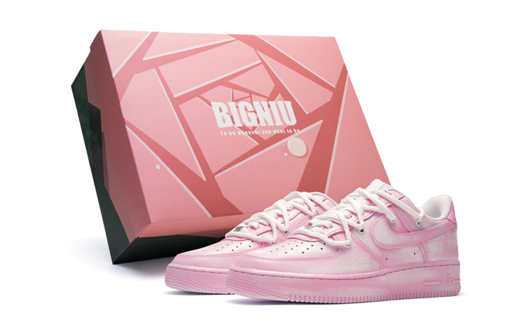 Nike Air Force 1 Slip Resistant Cushioning Abrasion Resistant Low Top Skateboard Shoes GS Rose Pink White