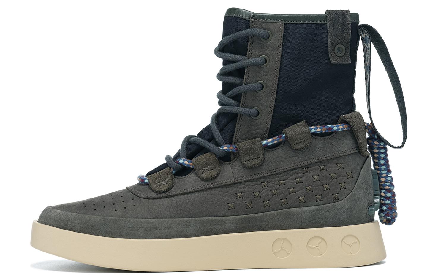 LI NING 1990 Tour Series Slip Resistant Abrasion Resistant High top Skateboard Shoes Women's Ink Black