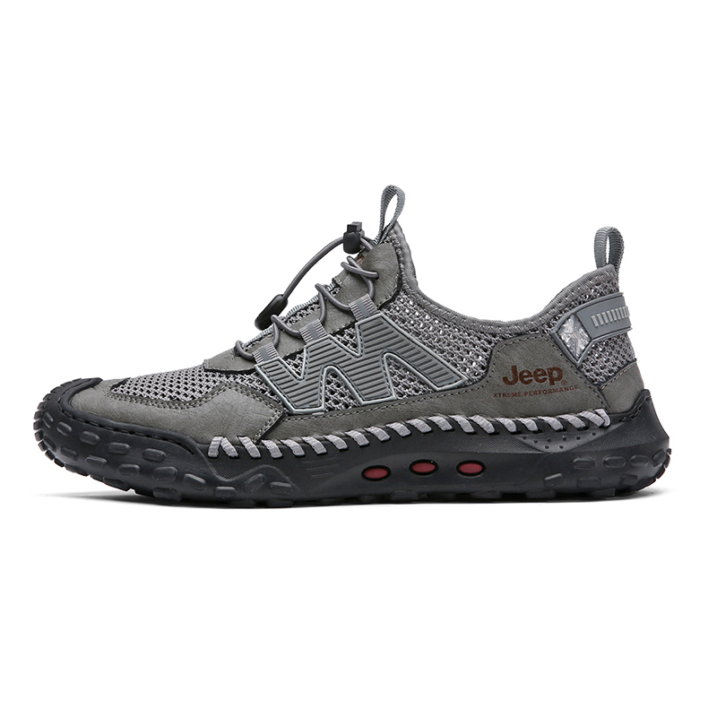 Jeep Cushioning Rebound Wear-Resistant Lightweight Breathable Slip-Resistant Low-Top Sports Trekking Shoes Men's Gray