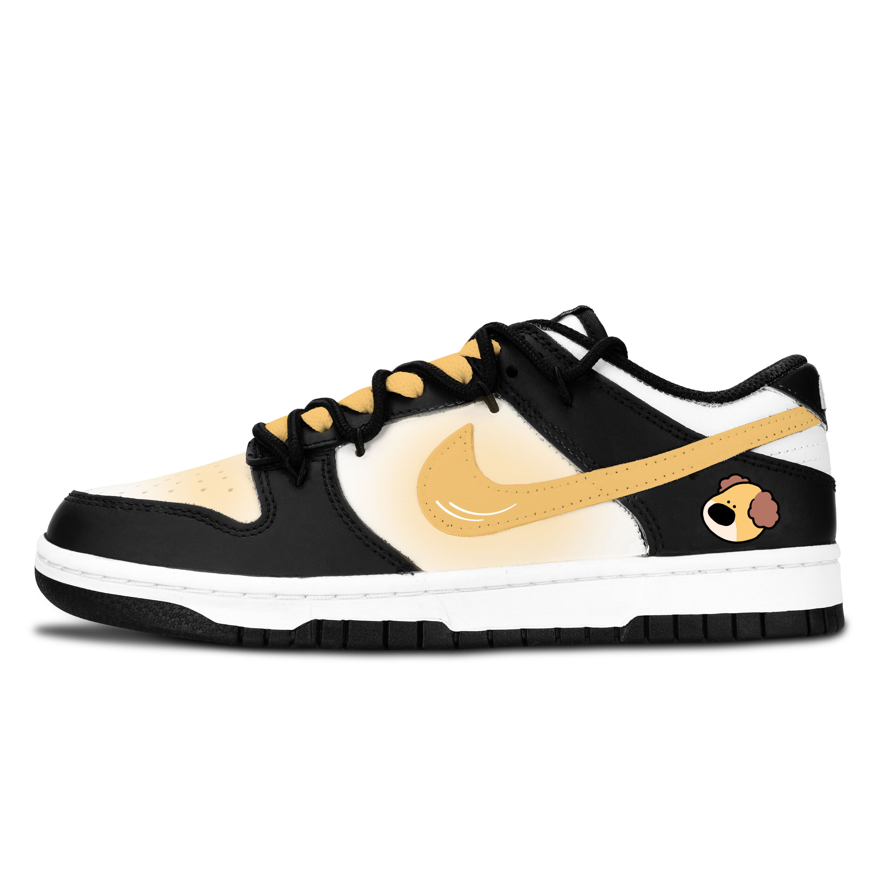 Nike Dunk Black White, Sweet Dog Graffiti Slip Resistant Abrasion Resistant Low top Skateboard Shoes Unisex