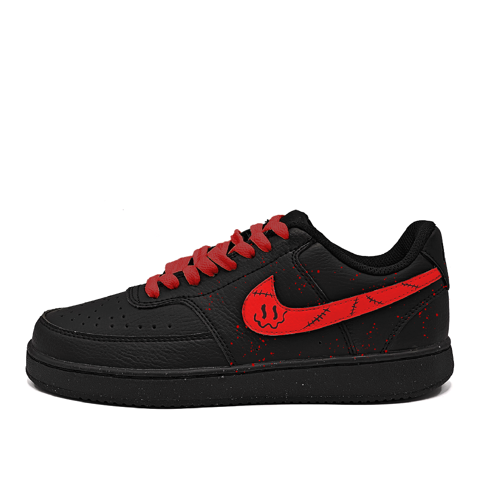 Nike Court Vision Non-slip Lightweight Low-Top Skateboard Shoes Unisex Black Red