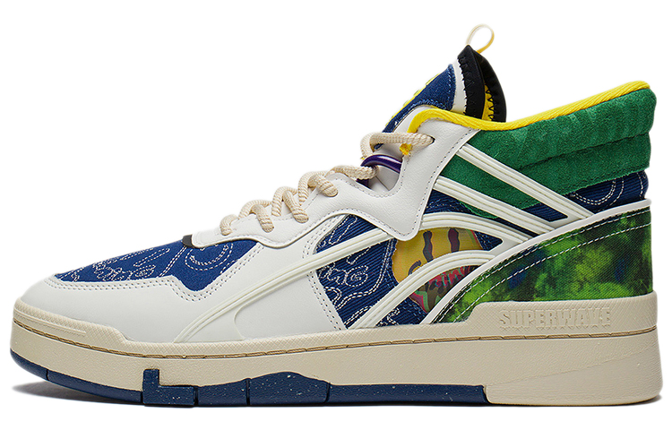 LiNing Wave Mid Party High-Top Skateboard Shoes Men's White Green Blue