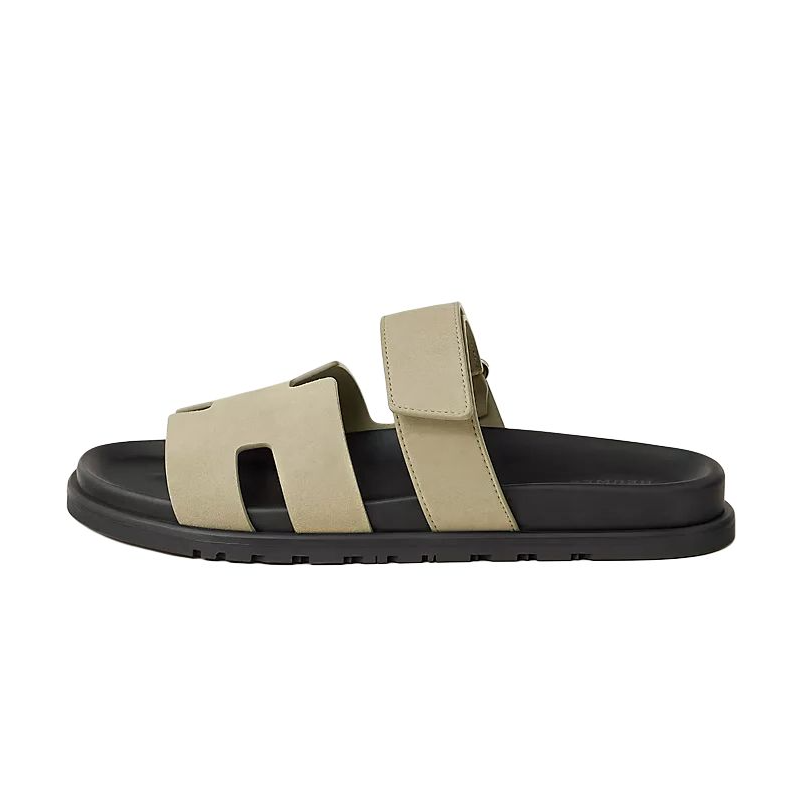 HERMES Chypre Rubber Abrasion Resistant Slide Slippers Men's Light Green