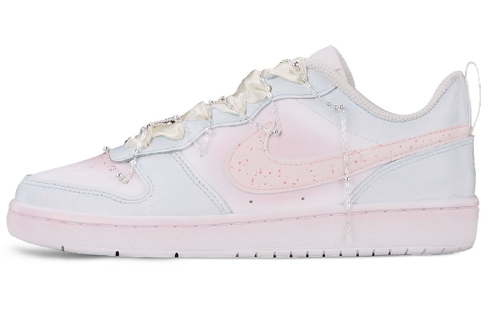 Nike Court Borough Anti-Slip Wear-Resistant Low-Top Skateboard Shoes GS Pink Blue