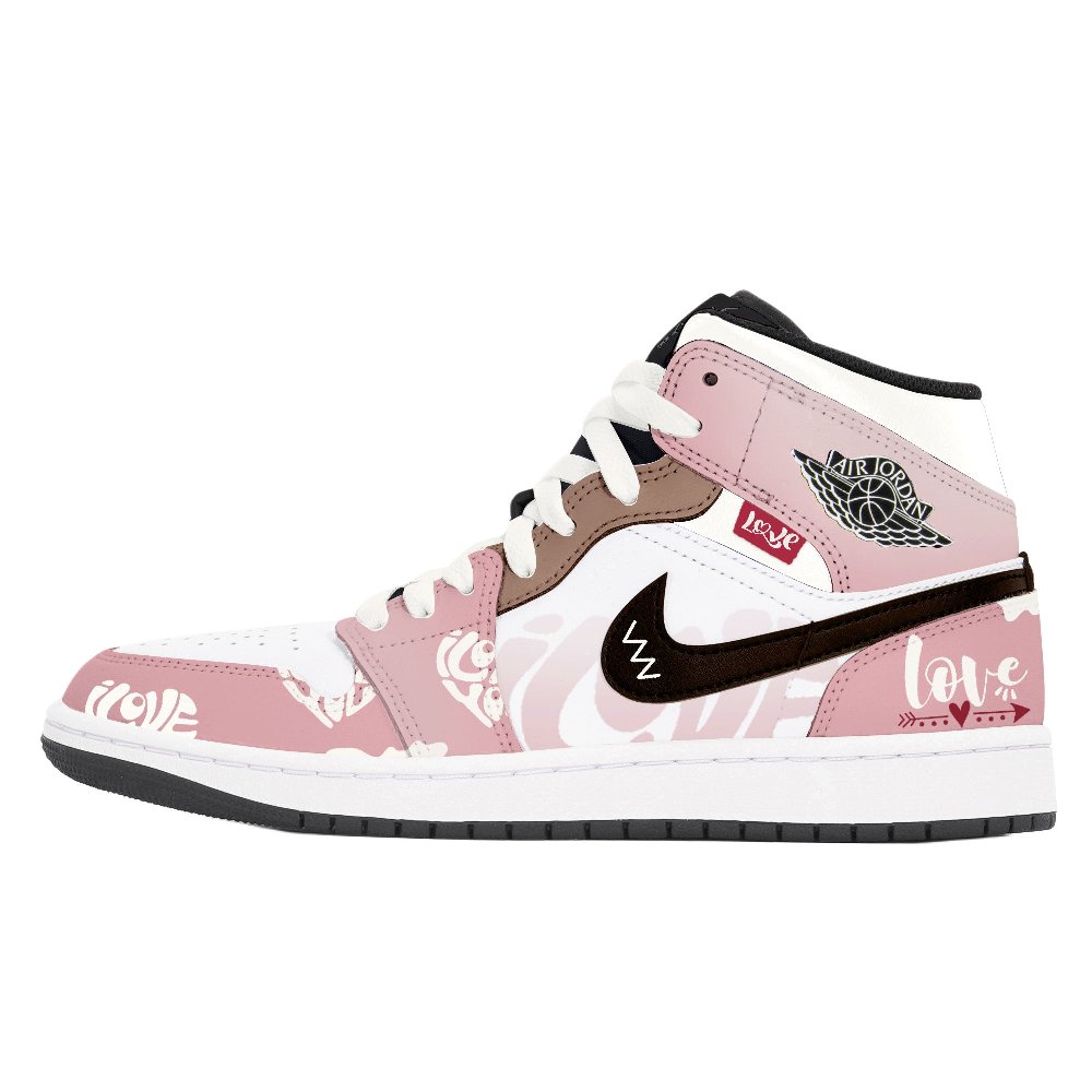 Jordan Air Jordan 1 Abrasion Resistant Mid Top Vintage Basketball Shoes Unisex Pink