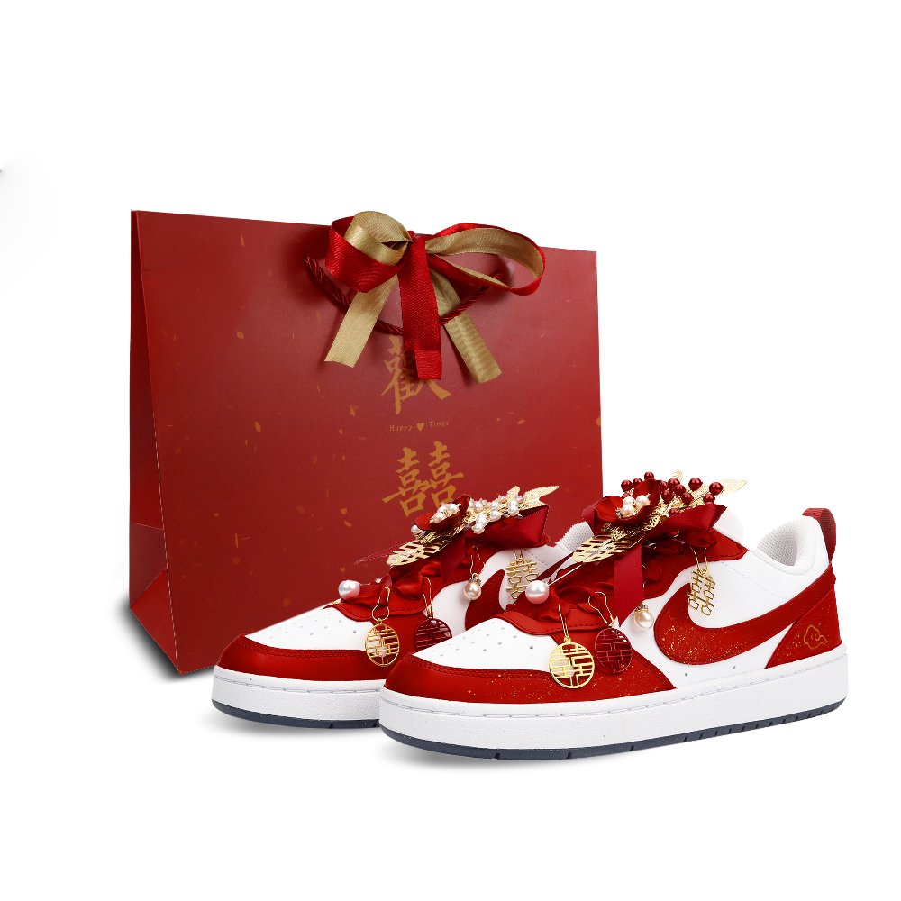 Nike Court Borough Blooming Flowers And Full Moon Shock Absorbers Low Top Skateboard Shoes Women's Red