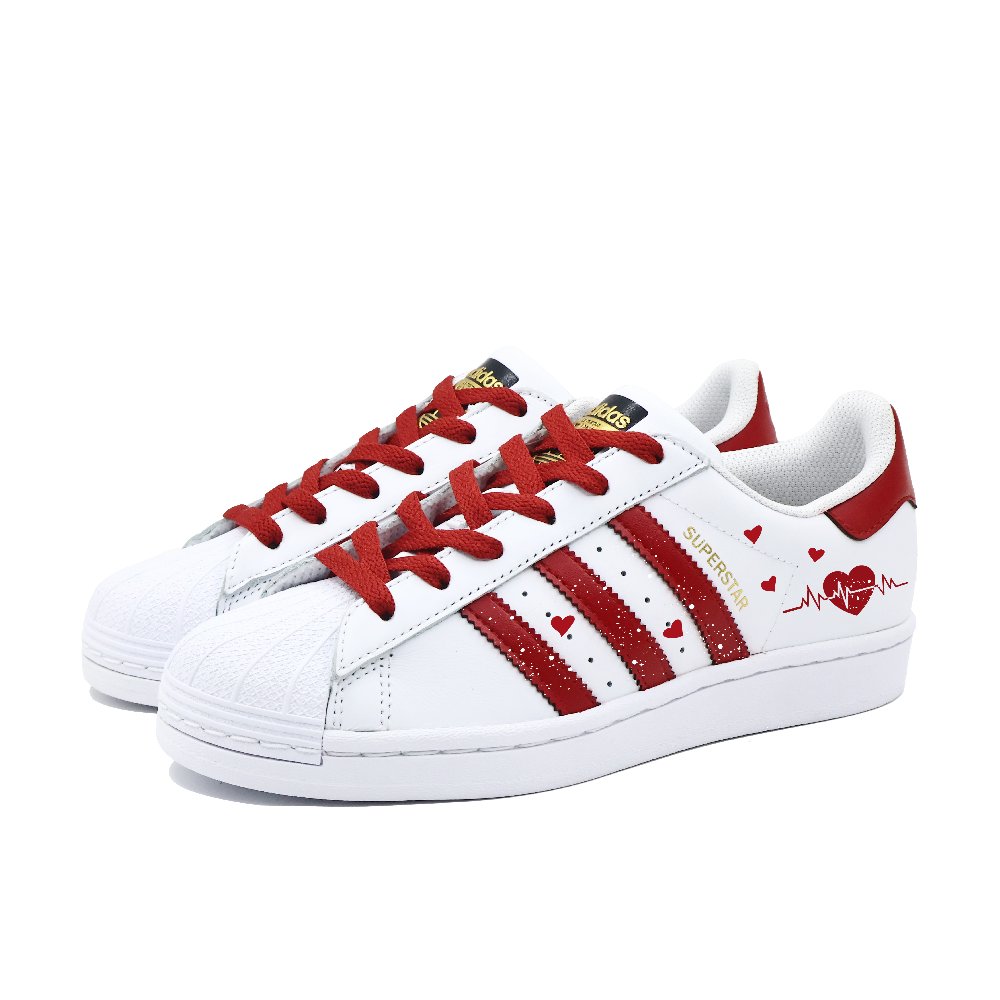Adidas Originals SUPERSTAR Anti-Slip Wear-Resistant Low-Top Skateboard Shoes Unisex White Red