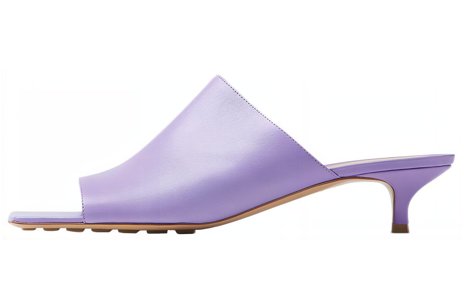 Bottega Veneta Stretch Leather Patchwork Slide Slippers Women's Purple