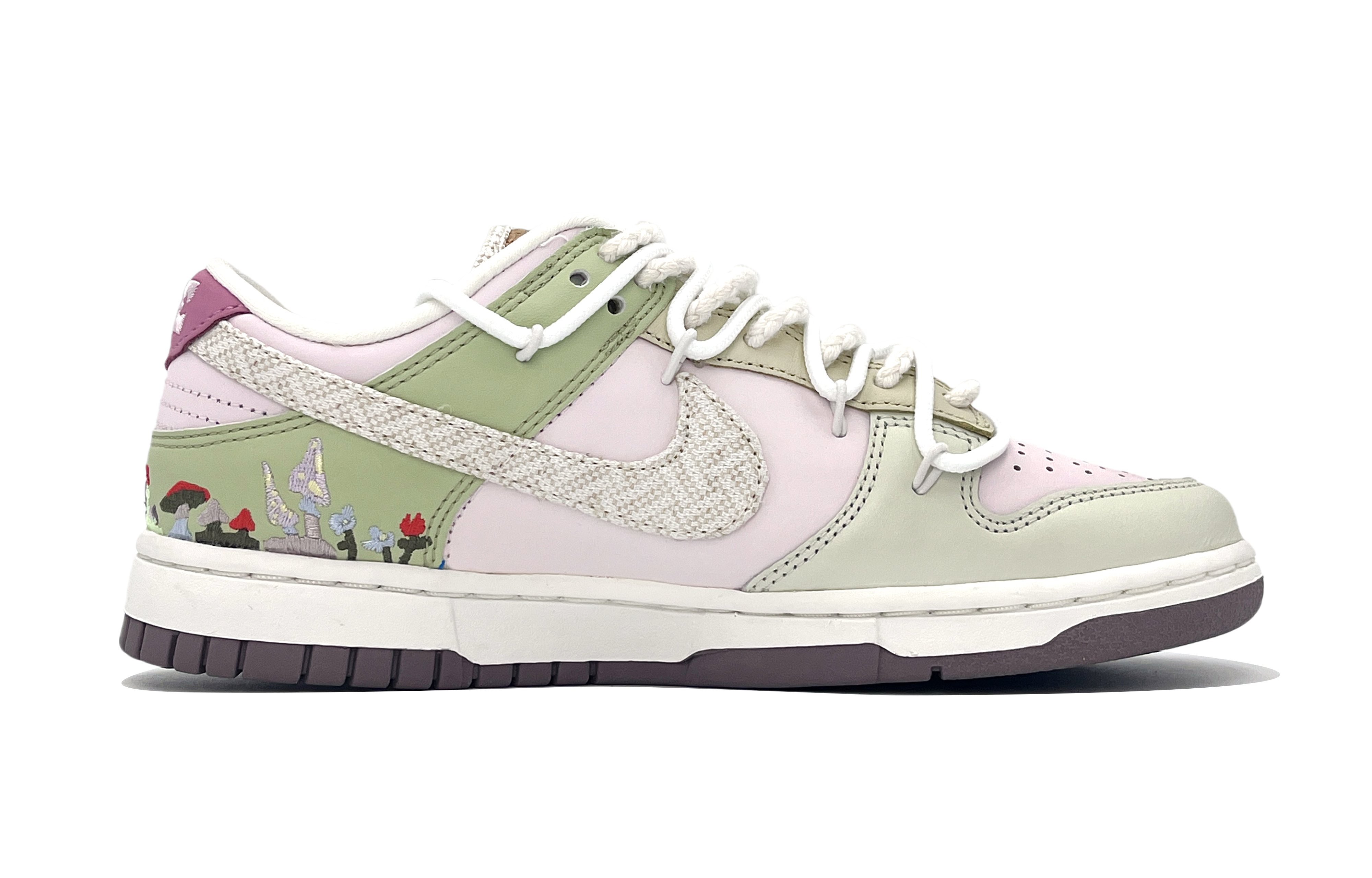 Nike Dunk Abrasion Resistant Low Top Skateboard Shoes Women's Green Pink