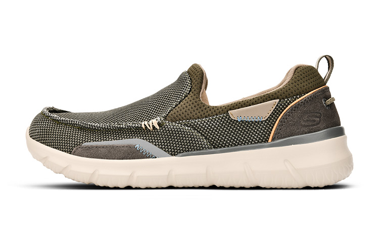 Skechers Slip-Resistant Low-Top Casual Shoes Men's Olive Green