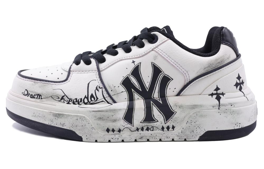 MLB Chunky Liner Gothic Town Wear-Resistant Height Increasing Low-Top Skateboard Shoes Unisex Black White