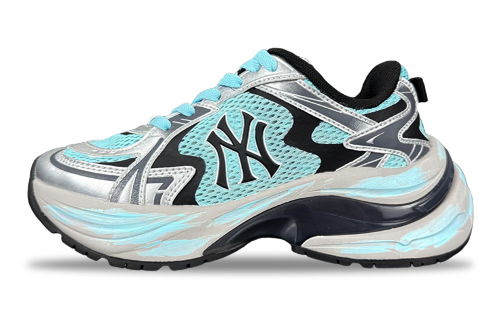 MLB New York Yankees Cushioning Abrasion Resistant Breathable Low Top Running Shoes Women's Black Blue
