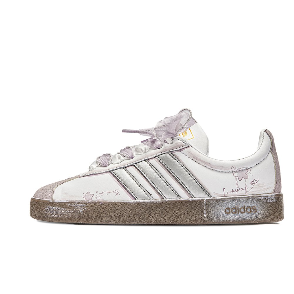 Adidas Neo VL Court 2.0 Da Vinci, Box, Bride Anti Slip Wear Resistant Low Top Skateboard Shoes Unisex Purple Brown