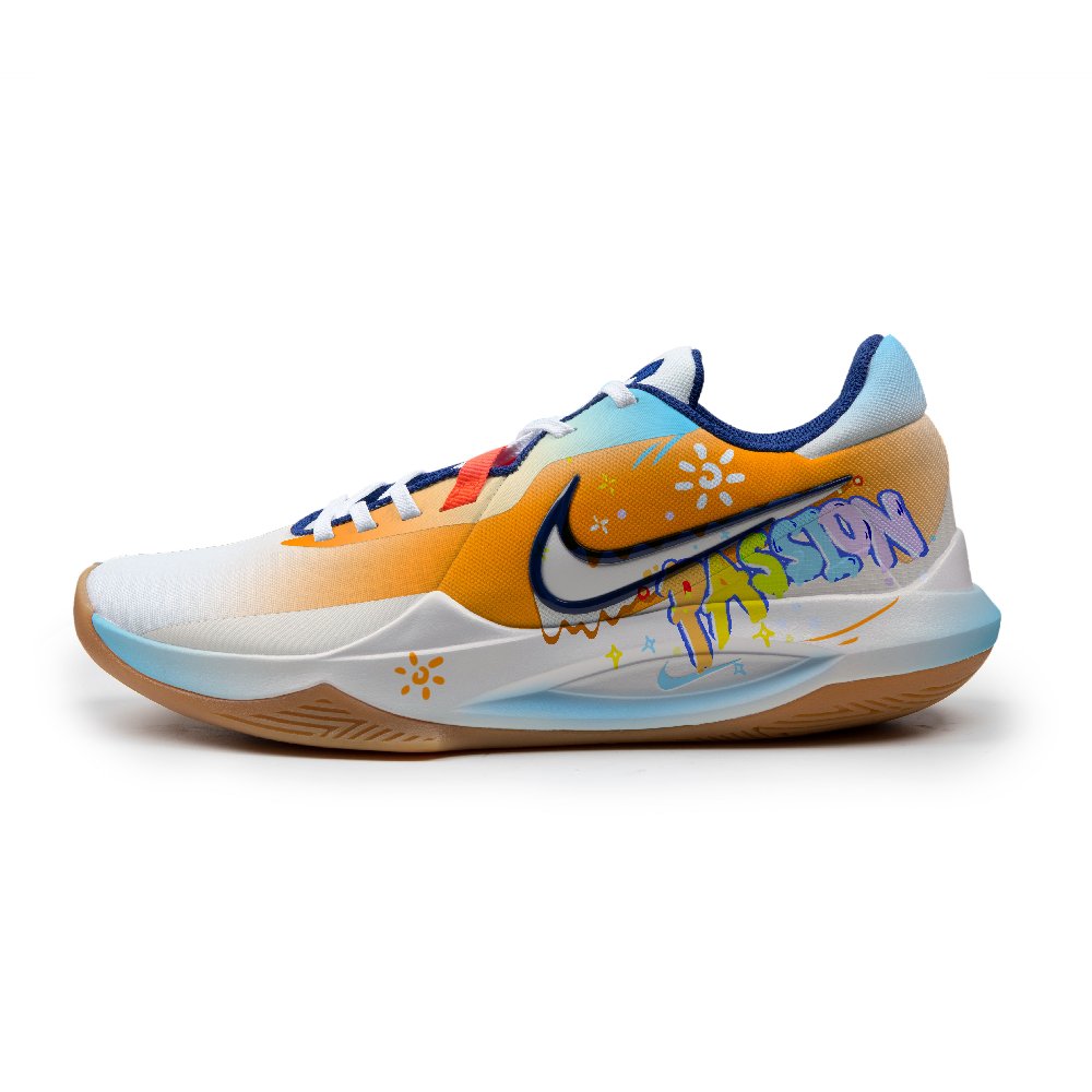 Nike Precision 6 Anti Slip Wear Resistant Low Top Basketball Shoes Men's White Yellow
