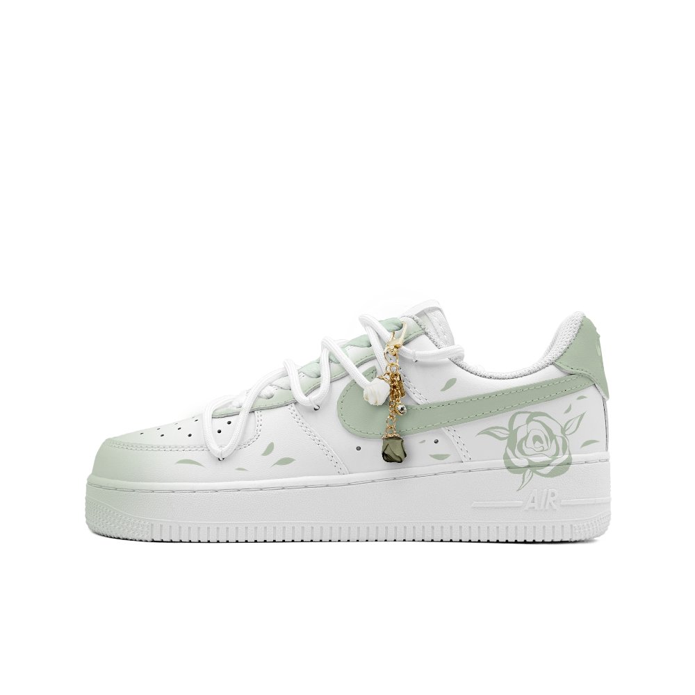 Nike Air Force 1 Green Apple Love Anti Slip Wear Resistant Low Top Skateboard Shoes Unisex Green White