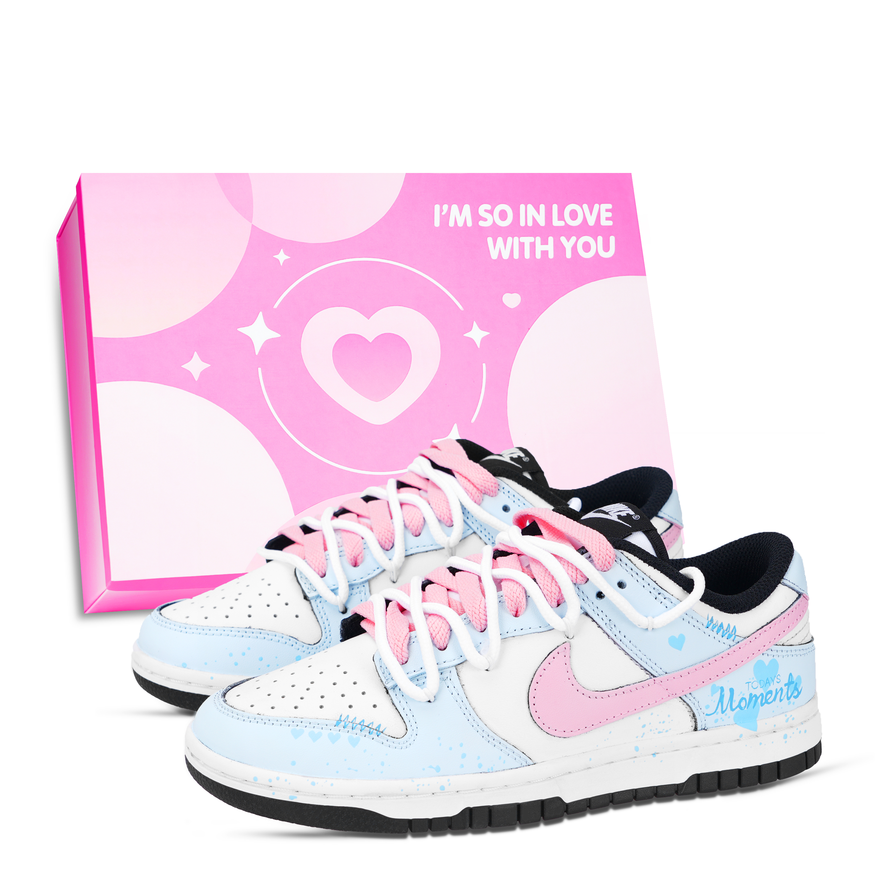 Nike Dunk Good Memories Abrasion Resistant Low top Skateboard Shoes Unisex Blue Pink White