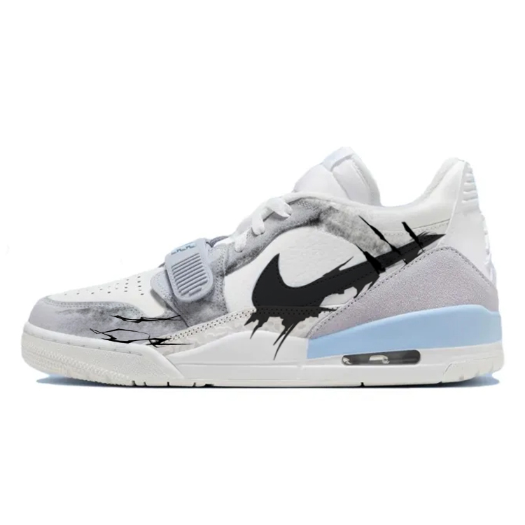 Jordan Legacy 312 Cushioning Anti-Slip Wear-Resistant Breathability Low-Top Vintage Basketball Shoes Men's White Gray