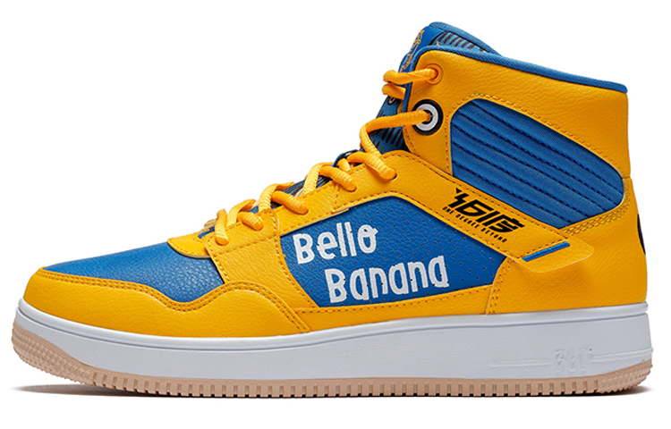 MINIONS x 361° Minions Collaboration Anti Slip Wear Resistant High Top Skateboard Shoes Men's Yellow