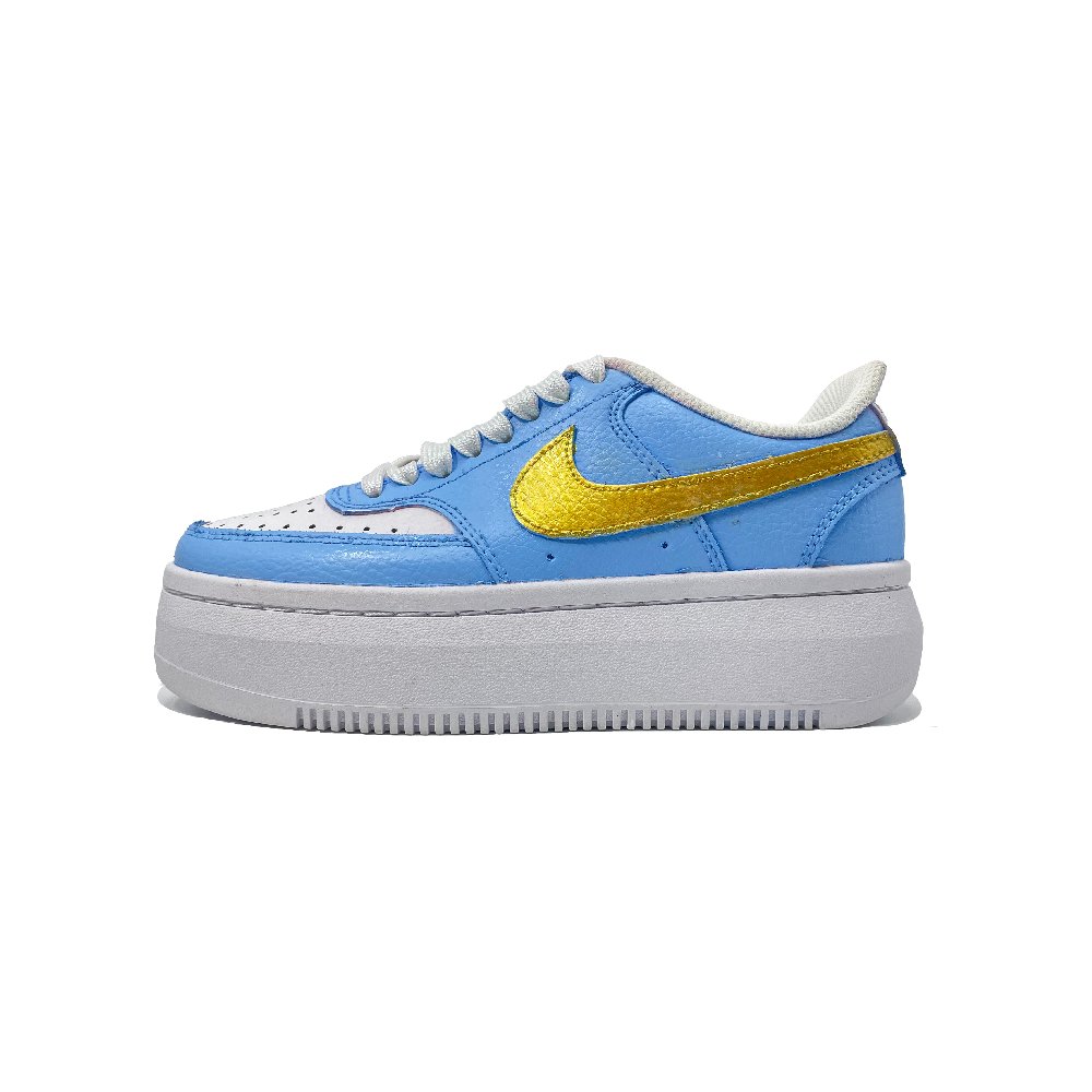Nike Court Vision 1 Blue Gold Spirit Wear-Resistant Low-Top Skateboard Shoes Women's Gold Blue
