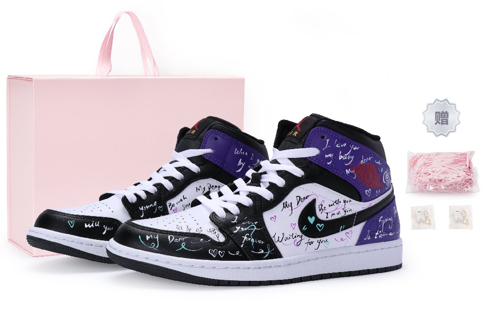 Jordan Air Jordan 1 Vintage Basketball Shoes Women's High Top Black/Purple