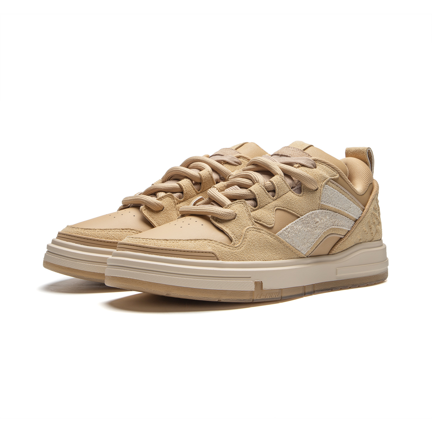 LiNing Abrasion Resistant Slip Resistant Low Top Skateboard Shoes Men's Brown Gray