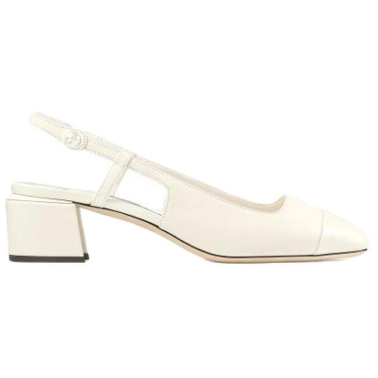 Jimmy Choo Elisa Sing Back Chunky Heel High Heels 4.5cm Women's White