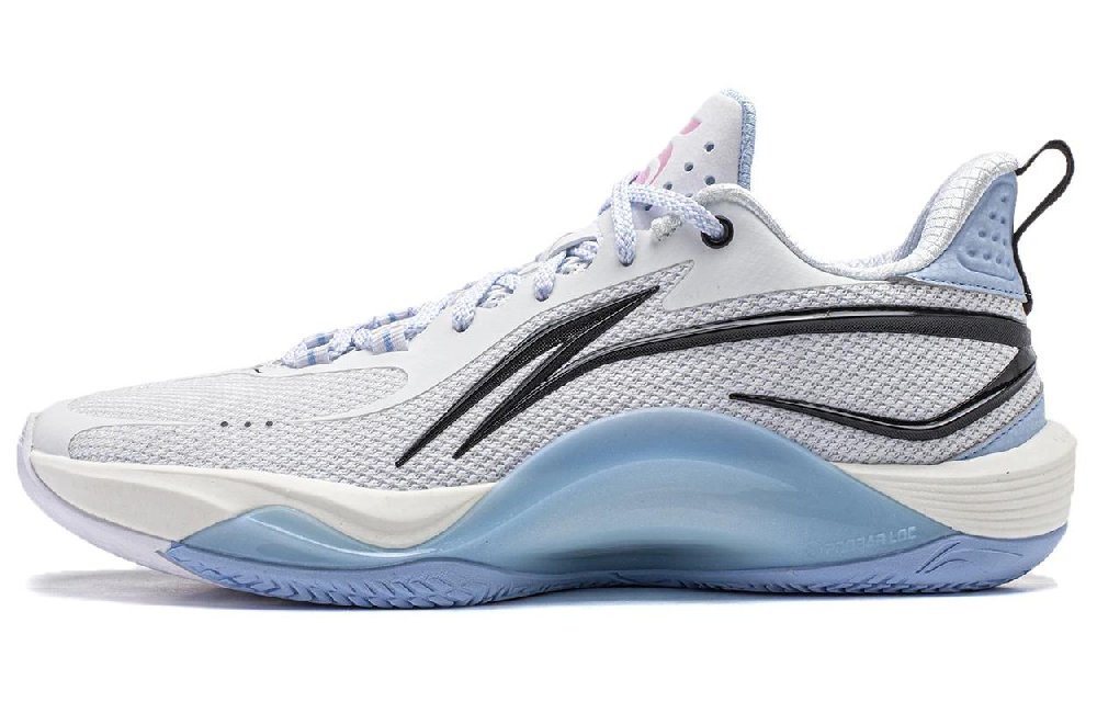 LiNing Sparkling Ice Cushioning, Wear Resistant Low top Basketball Shoes Men's White Blue