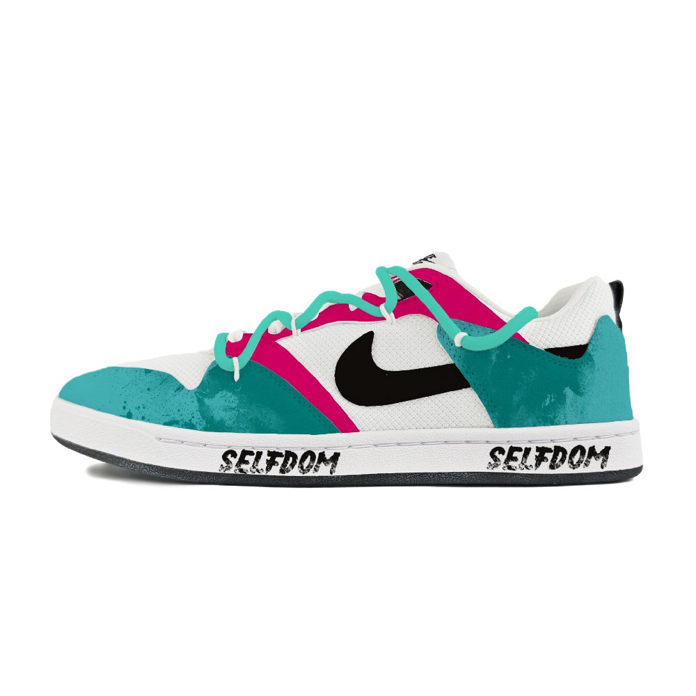 Nike SB Alleyoop Abrasion Resistant Low Top Skateboard Shoes Men's White Cyan Pink