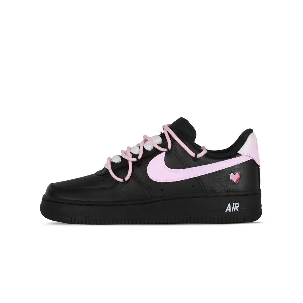 Nike Air Force 1 Love Confession Pixel Coverage Cushioning Low top Skateboard Shoes Unisex Black Pink