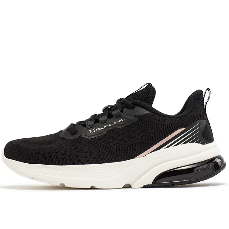 361° Abrasion Resistant Breathable Low Top Air Cushion Casual Running Shoes Women's Black White