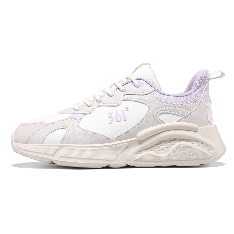 361° Anti-Slip Wear-Resistant Low-Top Casual Running Shoes Women's White Gray Purple