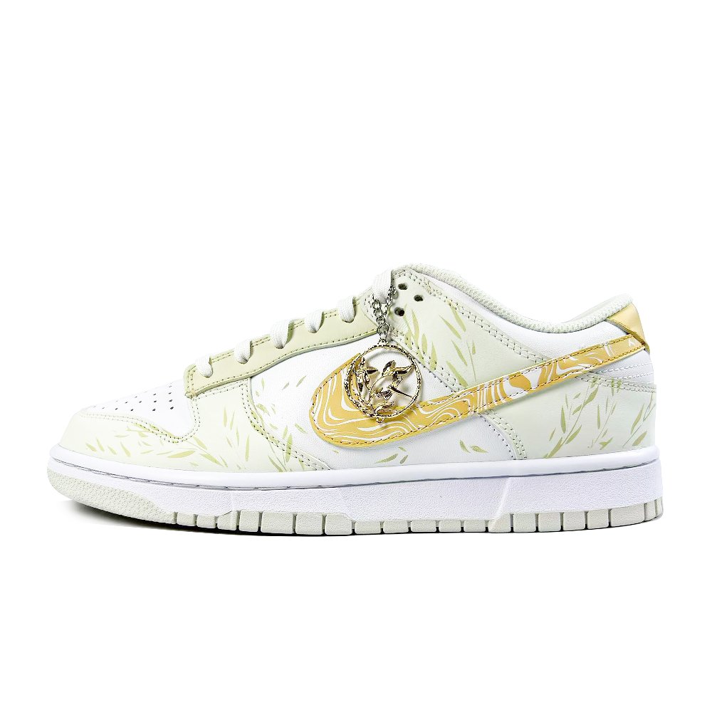 Nike Dunk Cushioning, Wear Resistant Low Top Skateboard Shoes Unisex White Yellow
