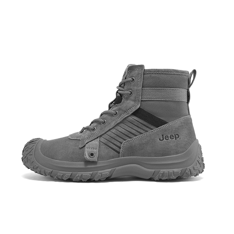 Jeep Wear-Resistant Slip-Resistant Crew Outdoor Boots Men's Gray