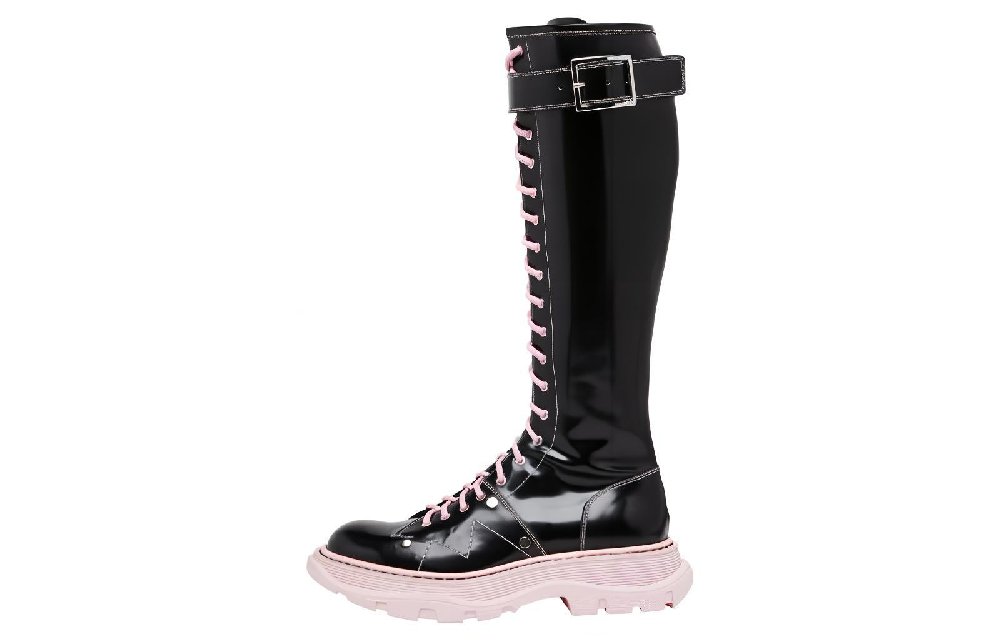 Alexander McQueen Tread Knee high Boots Women's Black Pink