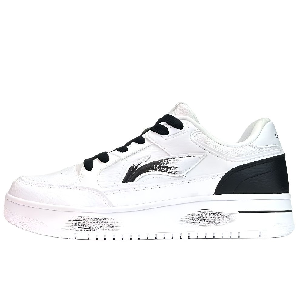 LiNing Tianji Abrasion Resistant Breathable Height Increasing Low Top Skateboard Shoes Unisex Black White