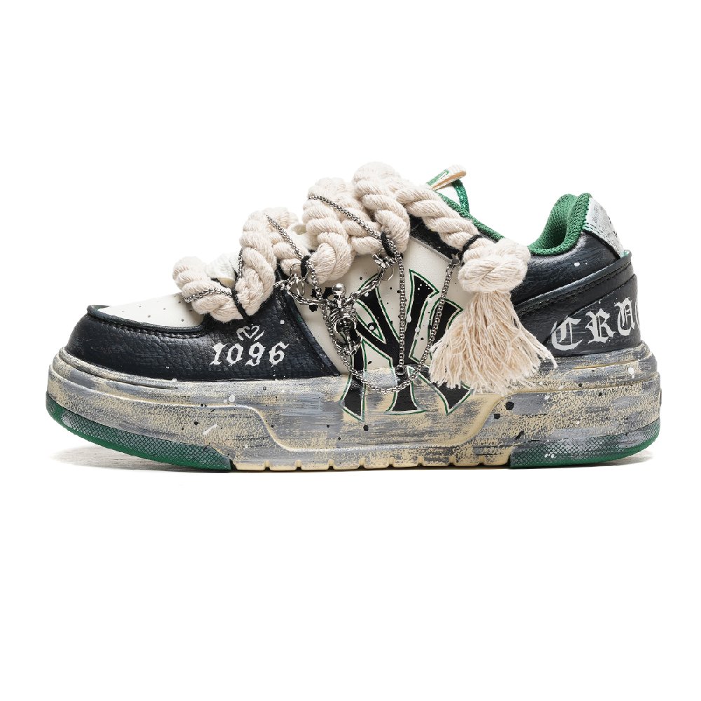 MLB Chunky Liner Anti-Slip Wear-Resistant Low-Top Skateboard Shoes Unisex White Green